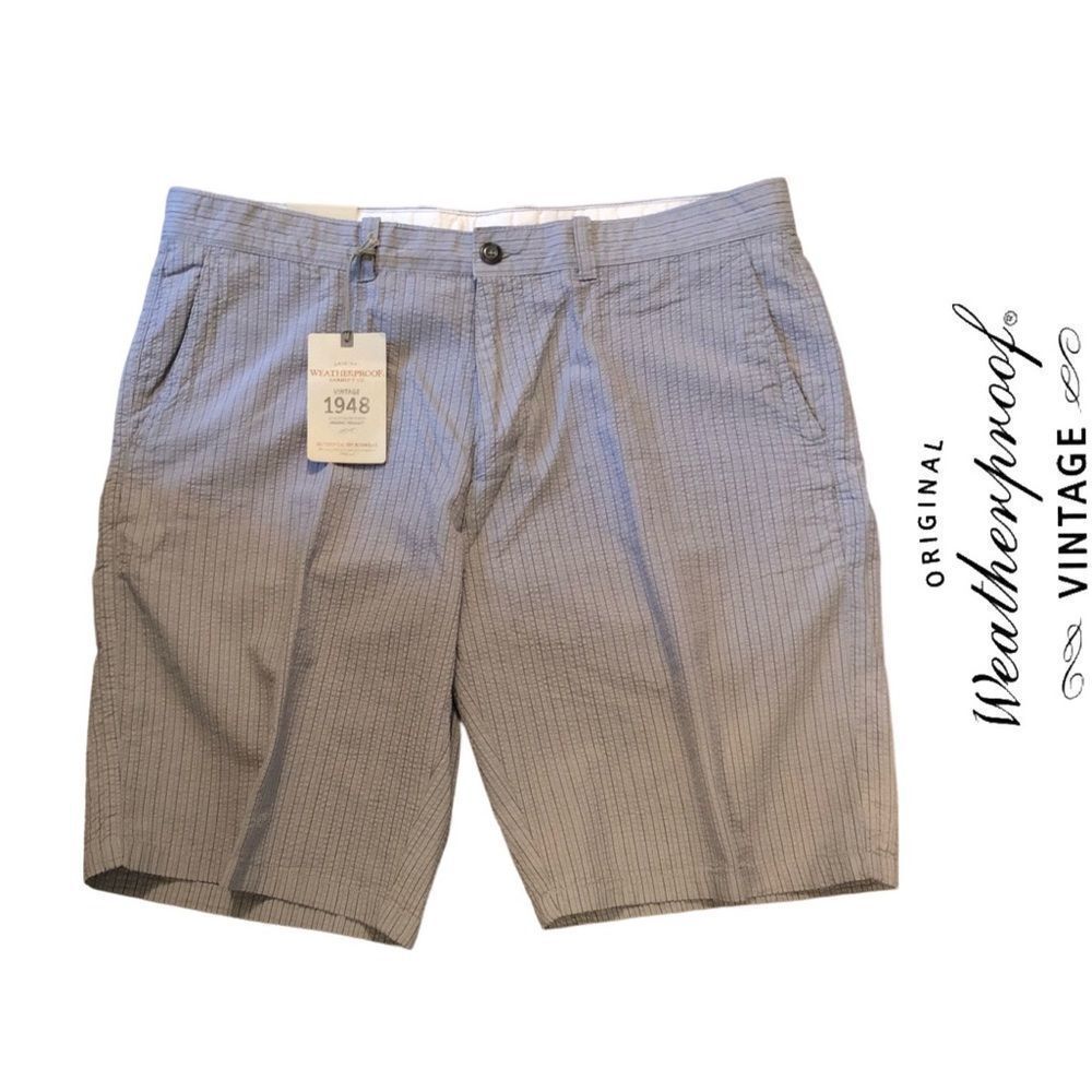 Original Weatherproof Vintage Shorts, pinstripe in dusk grey - NWT, Size…‎